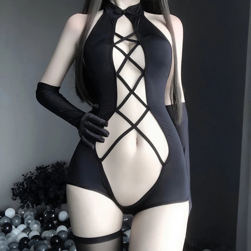 LencerÃa Sexy para mujer, ropa interior Sexi Lenceria con espalda abierta, picardÃas de una pieza, traje erótico Porno, Catsuit Nuisette