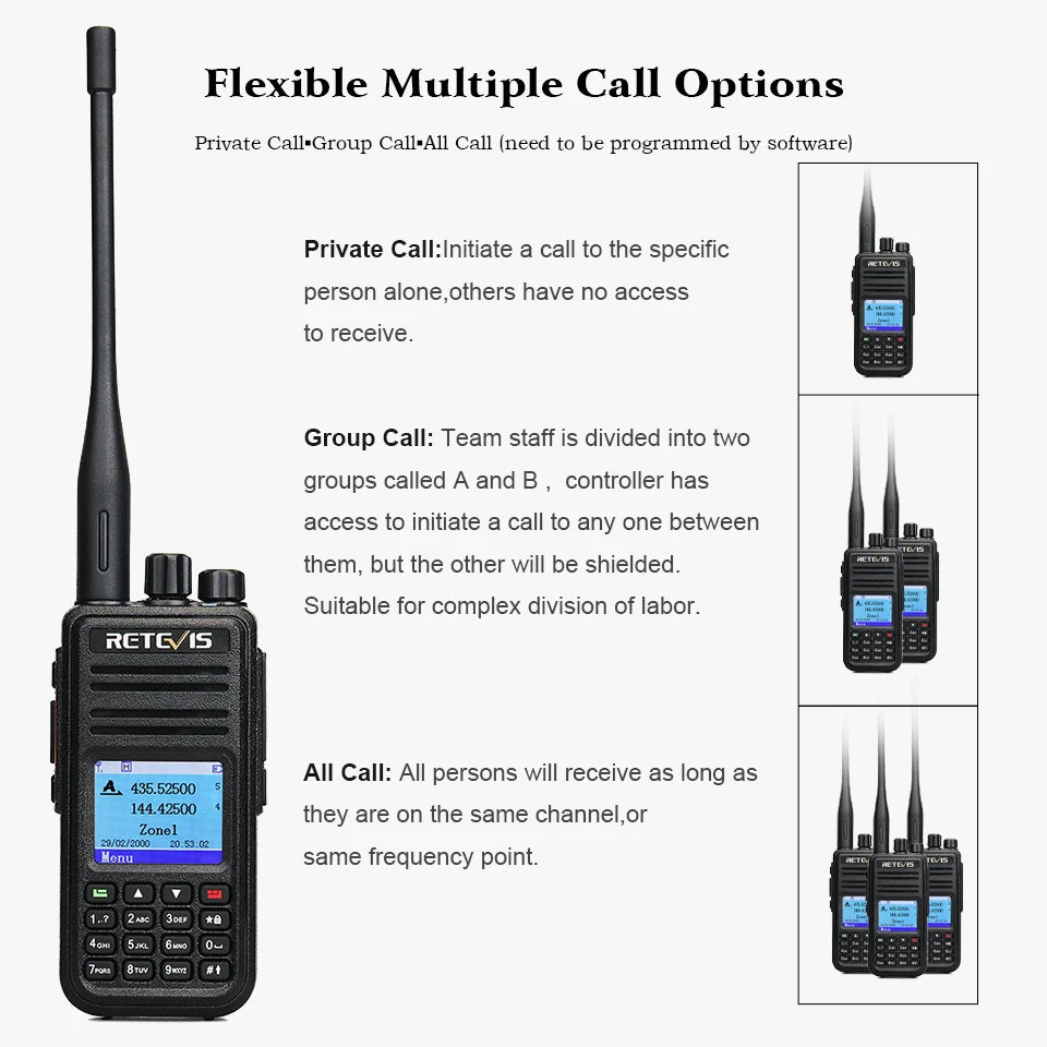 Retevis RT3S DMR walkie talkies de largo alcance radio portátil recargable radio a pilas camping walkie talkie emisora radioaficionado radio emergencia supervivencia profesionales walkie-talkies Cifrado AES256 GPS APRS