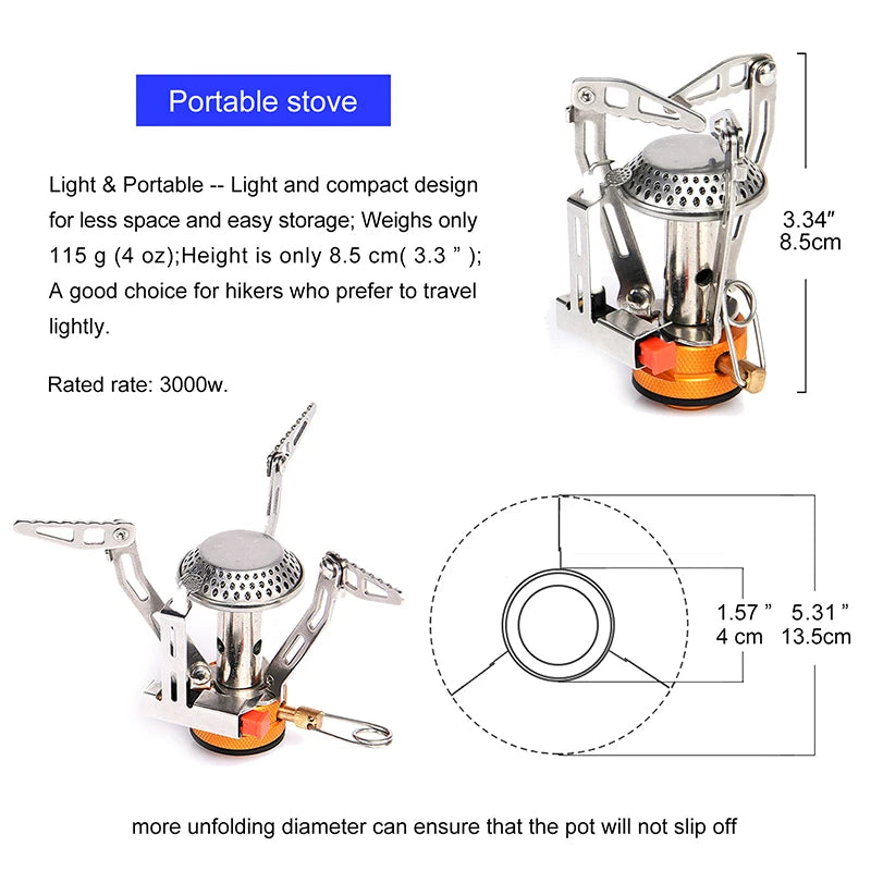 Widesea-estufa de Gas de una pieza para acampar, calentador, quemador turístico, plegable, pícnic al aire libre, suministros de equipo de cocina, horno de supervivencia