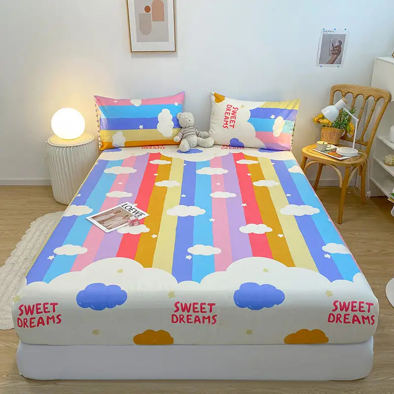 Bonenjoy-sábana bajera de algodón puro con estampado de dibujos animados de coche, funda de cama elástica, Sábana inferior individual, tamaño Queen, sin funda de almohada, 1 unidad