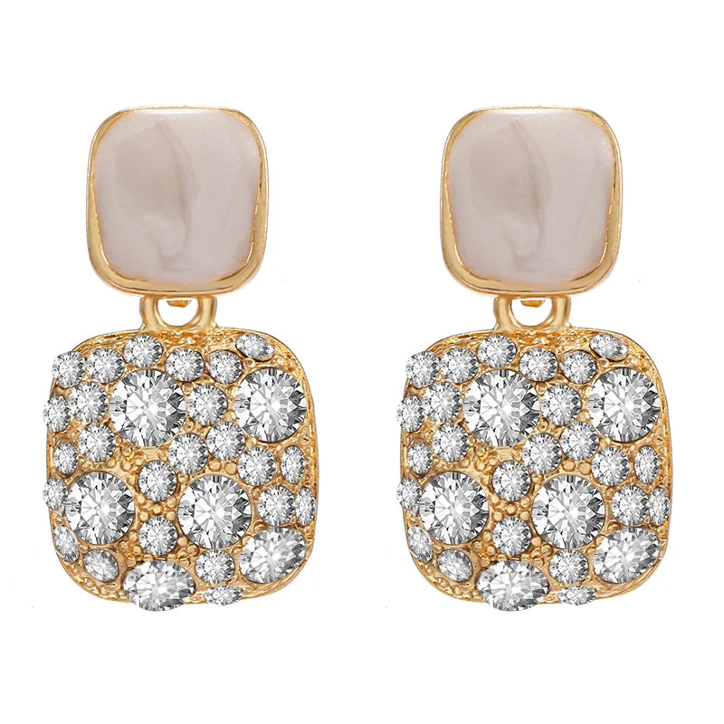 Nuevos pendientes geométricos de cristal brillante púrpura Vintage para mujer, pendientes de gota finos y encantadores, joyerÃa