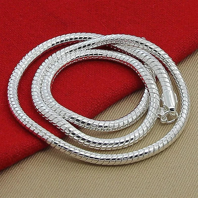 40-75 cm Plata de Ley 925 1 MM/2 MM/3 MM collar de cadena de serpiente sólida para hombres mujeres joyería de moda para colgante envío gratis