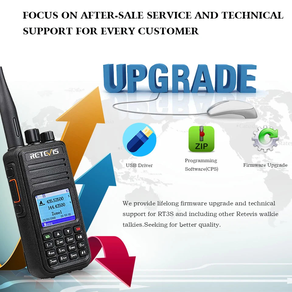 Retevis RT3S DMR walkie talkies de largo alcance radio portátil recargable radio a pilas camping walkie talkie emisora radioaficionado radio emergencia supervivencia profesionales walkie-talkies Cifrado AES256 GPS APRS