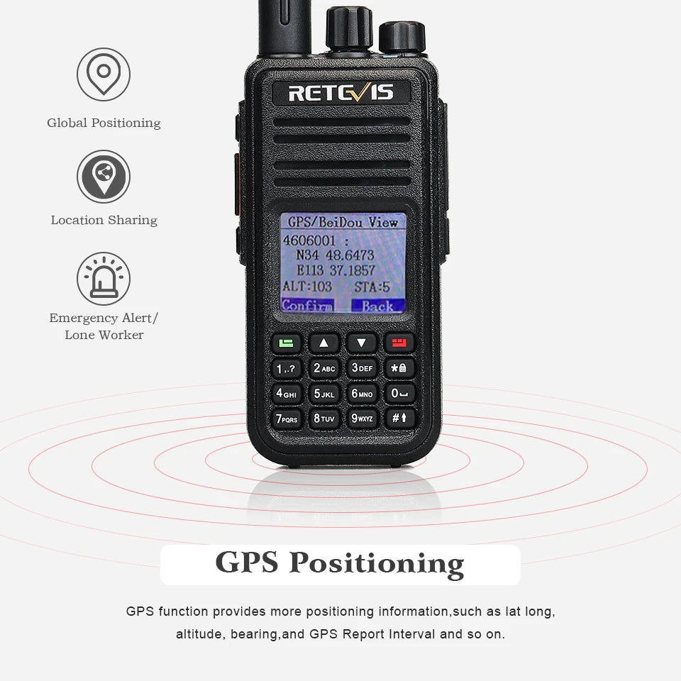 Retevis RT3S DMR walkie talkies de largo alcance radio portátil recargable radio a pilas camping walkie talkie emisora radioaficionado radio emergencia supervivencia profesionales walkie-talkies Cifrado AES256 GPS APRS