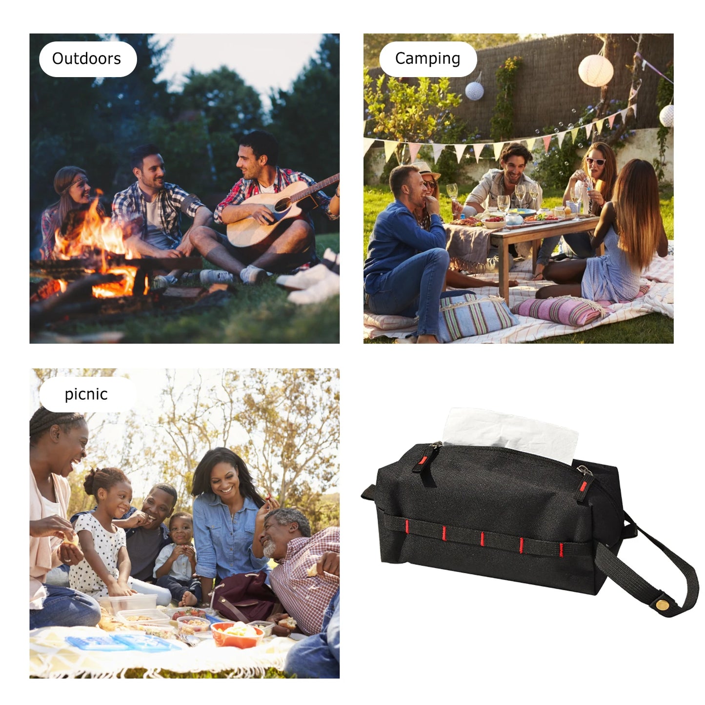 Caja de pañuelos de tela Oxford impermeable, dispensador de pañuelos faciales, soporte de caja, bolsa de almacenamiento para acampar al aire libre y senderismo