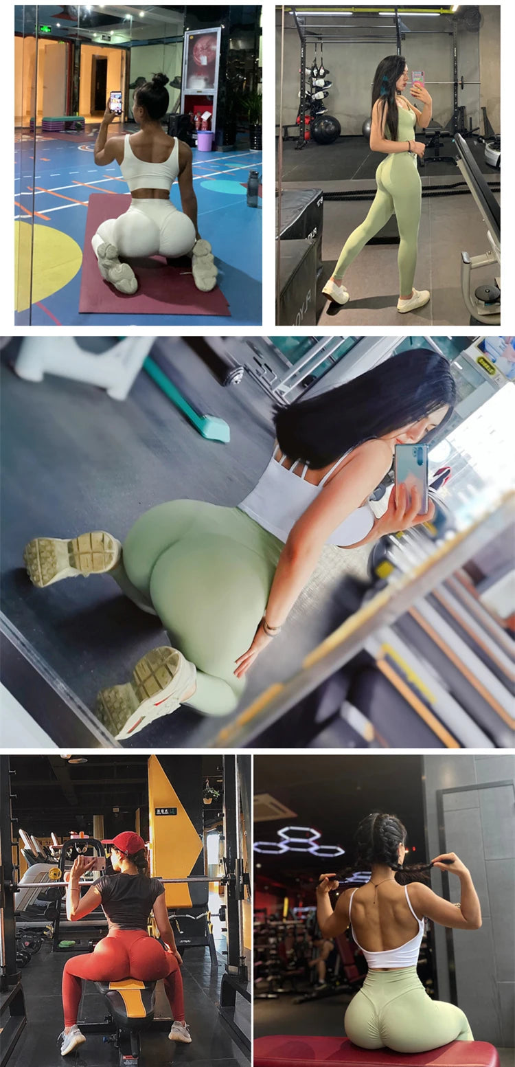 Pantalones de Yoga con fruncido en el trasero para mujer, mallas deportivas de tela con sensación desnuda para gimnasio, pantalones de entrenamiento para Fitness de cintura alta, medias elásticas de realce