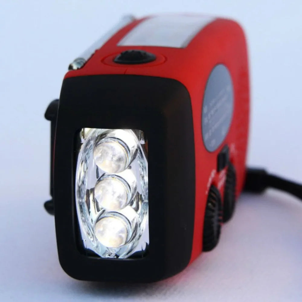 Radio de emergencia para acampar al aire libre, manivela Solar, Dinamo, Radio FM/AM/NOAA, cargador de teléfono de 2000Mah, Banco de energía, linterna SOS