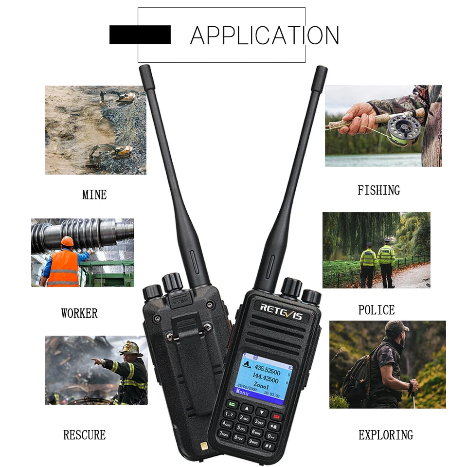Retevis RT3S DMR walkie talkies de largo alcance radio portátil recargable radio a pilas camping walkie talkie emisora radioaficionado radio emergencia supervivencia profesionales walkie-talkies Cifrado AES256 GPS APRS