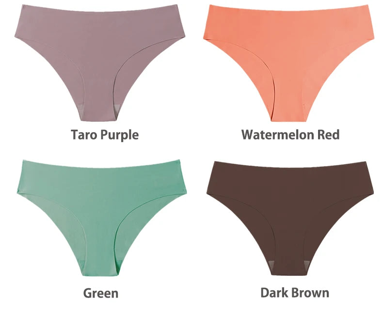 Conjunto de 3 uds de bragas sin costuras para mujer, ropa interior Sexy transpirable de cintura baja, bragas de seda sólidas, bragas invisibles sin costuras para mujer, calzones sin costura mujer