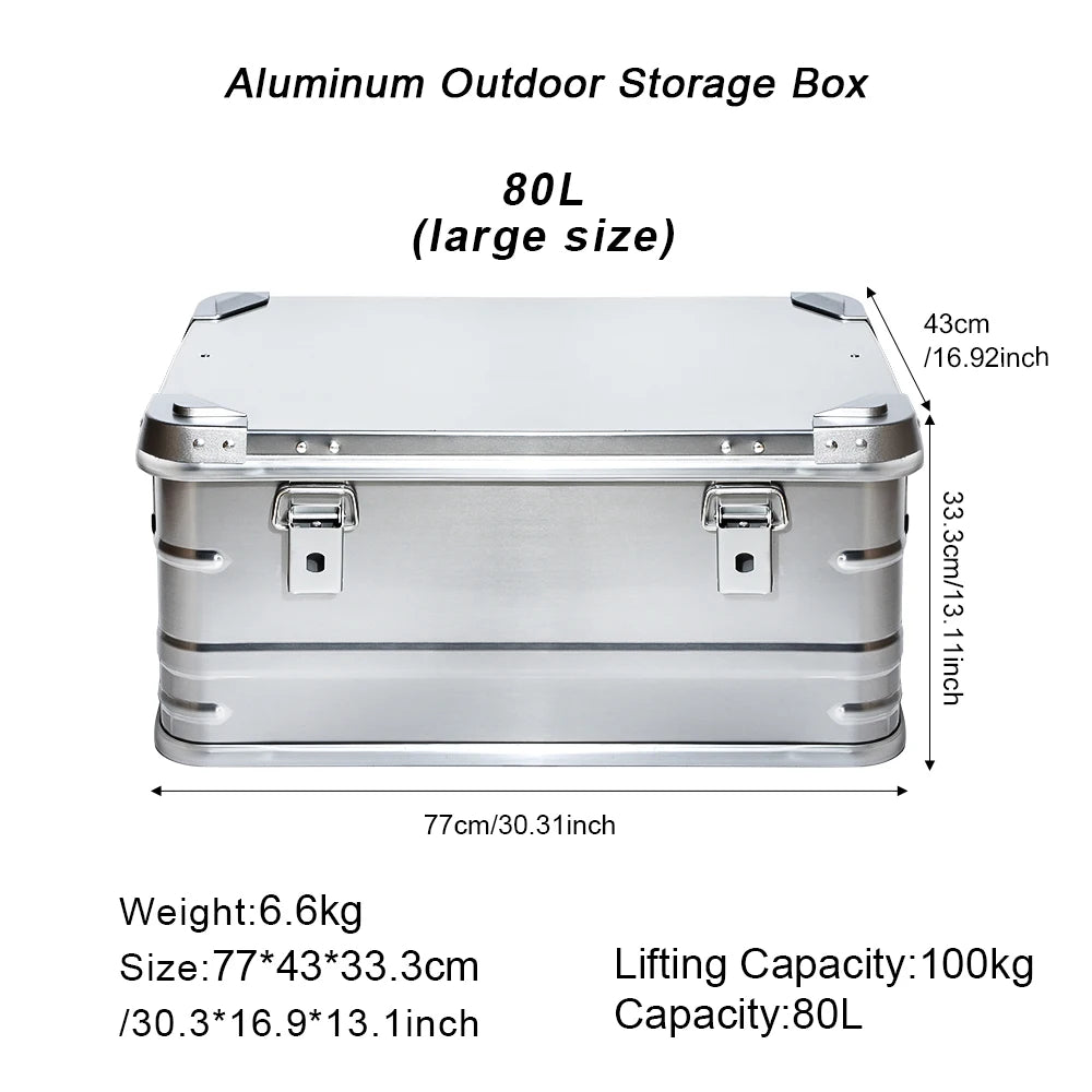 30-80L Camping Picnic viaje aleación de aluminio caja de gran capacidad accesorios bolsa de almacenamiento accesorios de senderismo almacenamiento al aire libre