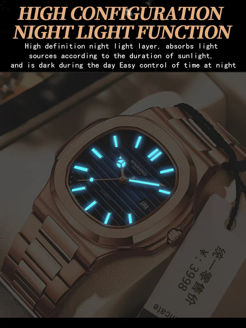 Nuevo Reloj informal de negocios de oro rosa, Reloj de lujo para Hombre, relojes automáticos, relojes de pulsera de cuarzo de alta moda para Hombre, regalos, Reloj para Hombre