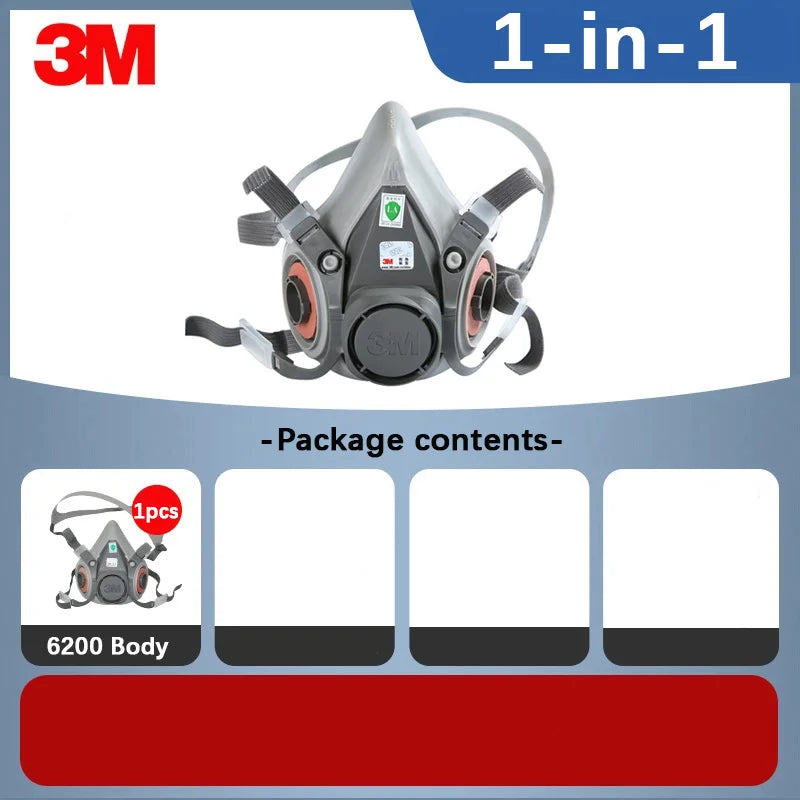 Máscara de Gas 3M 6200, caja de filtro de polvo de pintura en aerosol, máscara quÃÂmica, protección de Gas orgánico, filtro Industrial, máscara de algodón