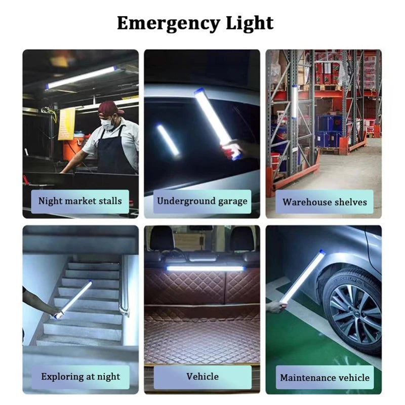 Lámpara LED recargable por USB, luces de emergencia portátiles, tubo LED, linternas para exteriores, linterna de luz magnética, lámpara de Camping de 17cm y 32cm