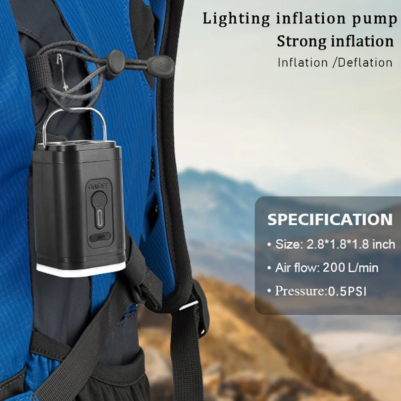 Bomba de aire compresor inalámbrico para acampar al aire libre, bolsa de almacenamiento al vacío inflable, mochila inflable