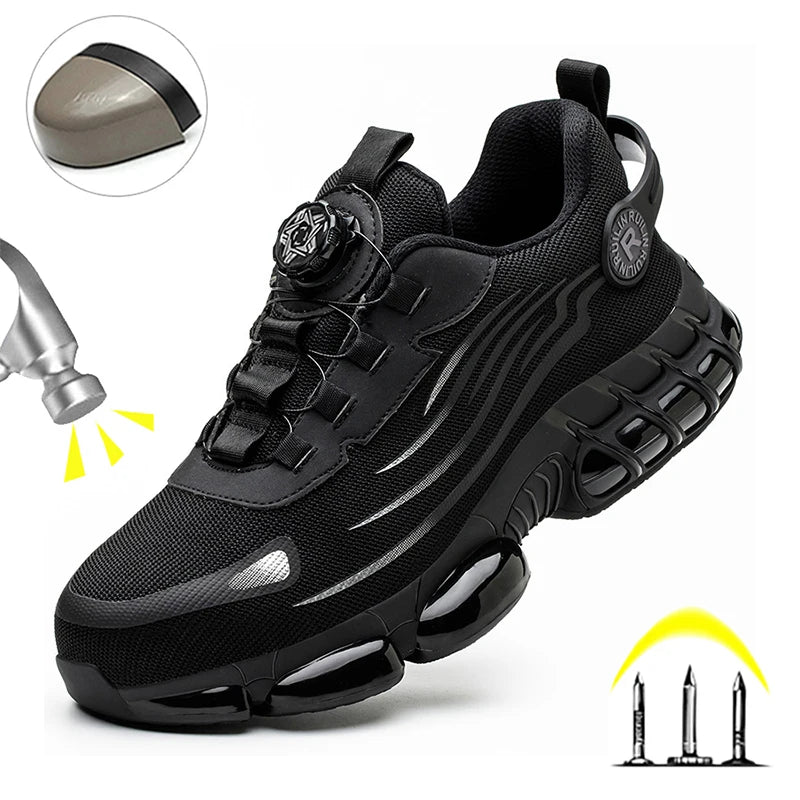 Zapatos de seguridad protectores con punta de acero indestructibles, zapatos de trabajo antideslizantes y resistentes a la abrasión, zapatillas cómodas y resistentes para hombres 