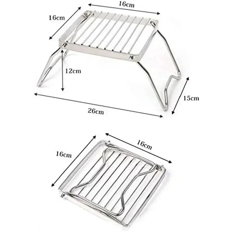 Parrilla de Camping plegable portátil de acero inoxidable, parrilla para barbacoa al aire libre, Mini estufa, ligera, compacta para Picnic, senderismo, viajes