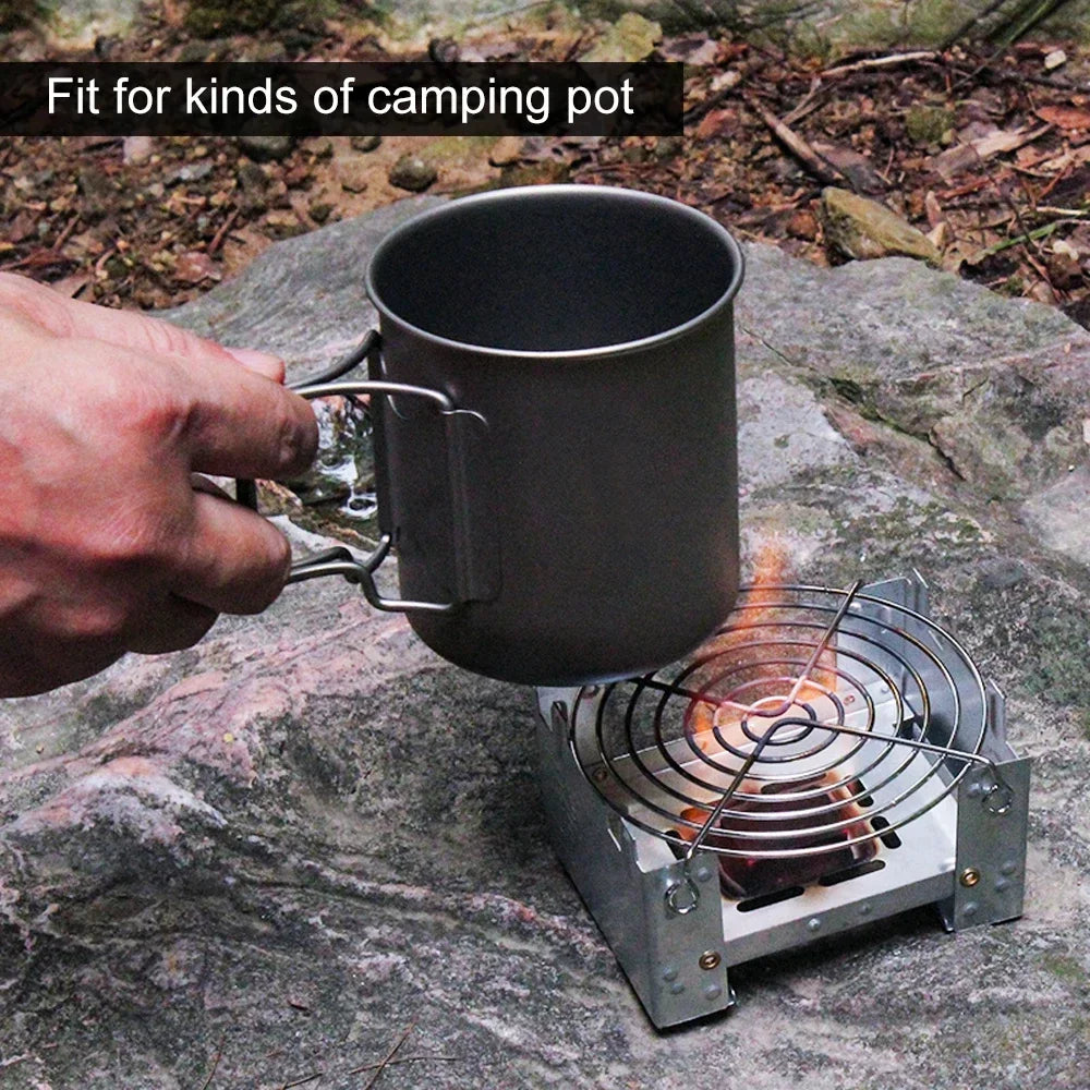 Mini quemador de estufa de Alcohol, cocina de combustible sólida portátil para mochilero, estufa de Camping a prueba de viento para emergencias y barbacoa al aire libre, 1 ud.