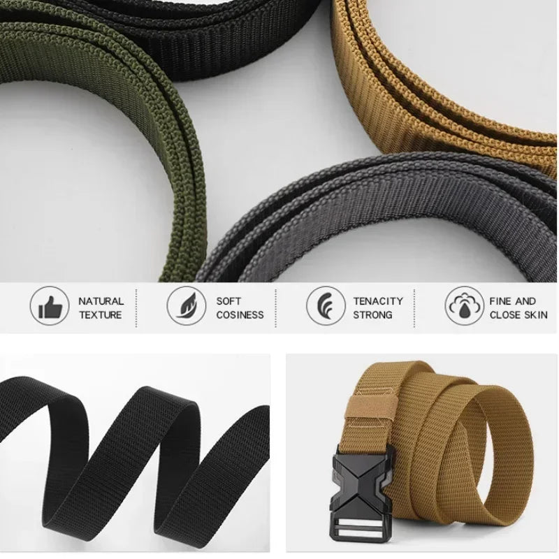 El nuevo cinturón con hebilla de 125cm para hombre, cinturón de nailon trenzado, ligero, transpirable, para ir al trabajo diario