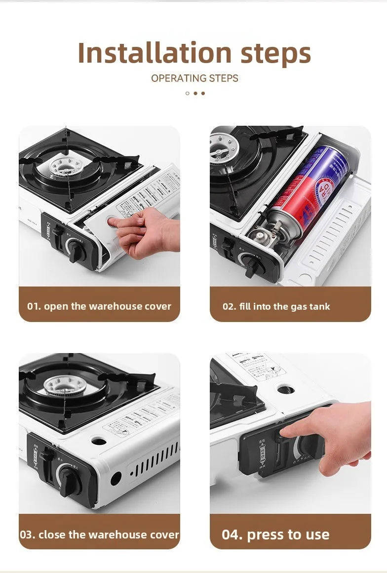 Estufa de Cassette portátil para exteriores, estufa de Gas butano para olla caliente, barbacoa, cocina de acampada, diseño compacto y ligero, 2025