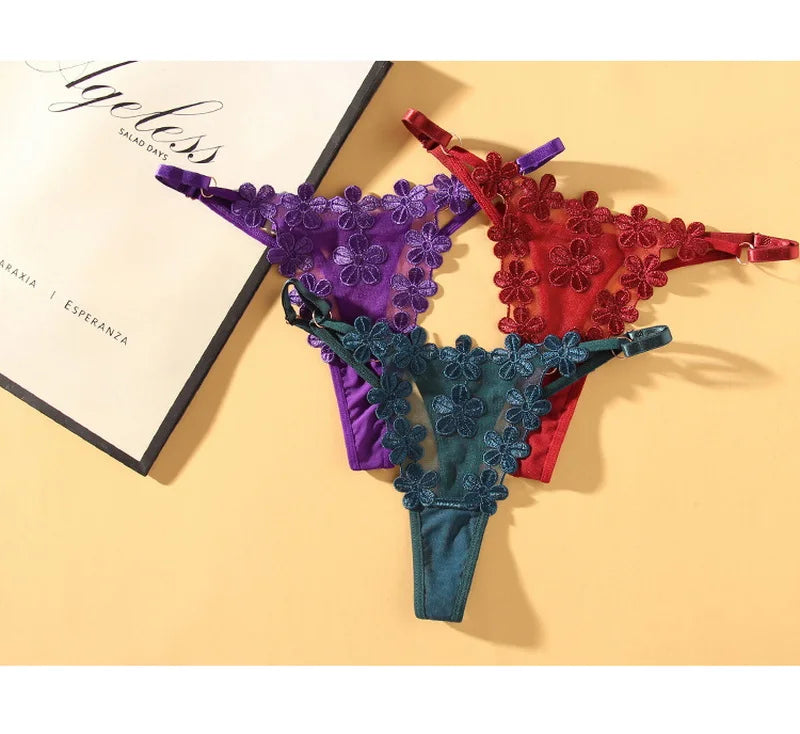 Bragas sexys de encaje para mujer, ropa interior transpirable con Tirantes ajustables, tangas transparentes de hilo Dental, 2024