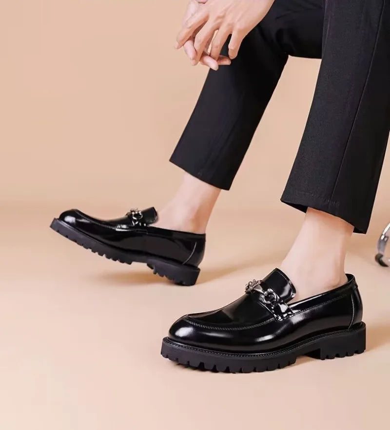 Zapatos de vestir de cuero para hombre, hebilla de calle de caballo, zapatos Oxford de alta calidad para hombre, zapatos formales para fiesta de boda y oficina, talla grande 38-48