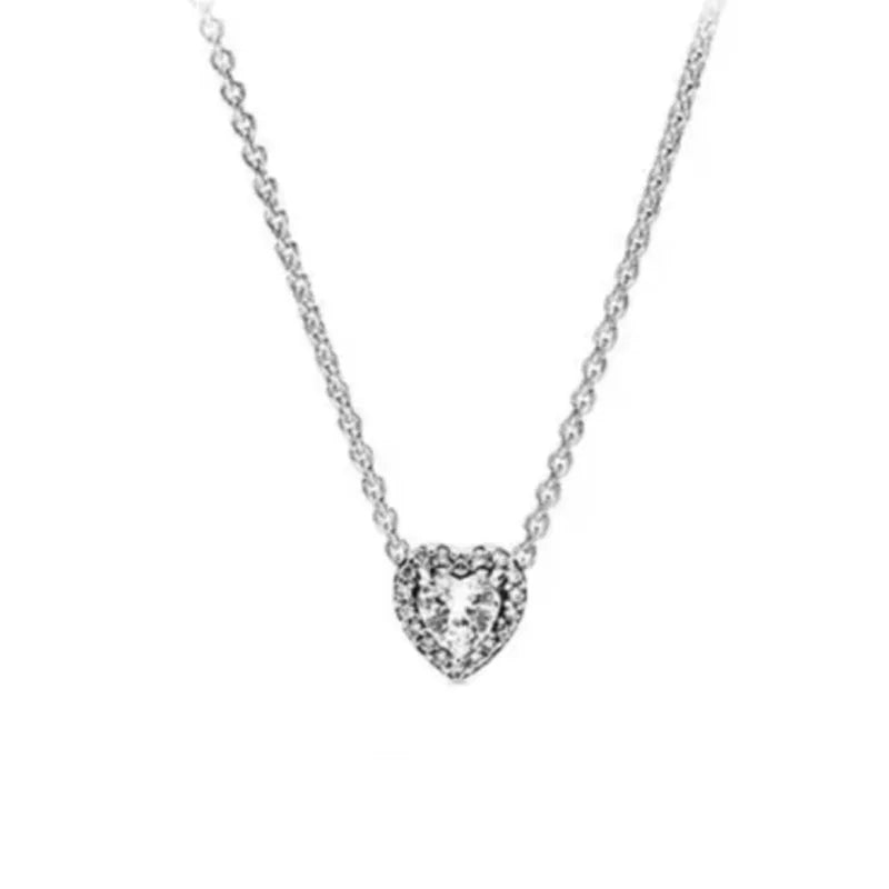 Nuevo original Plata de Ley 925 chapada brillante en forma de corazón collar pulsera mujer regalo de cumpleaños del Día de San Valentín joyería DIY