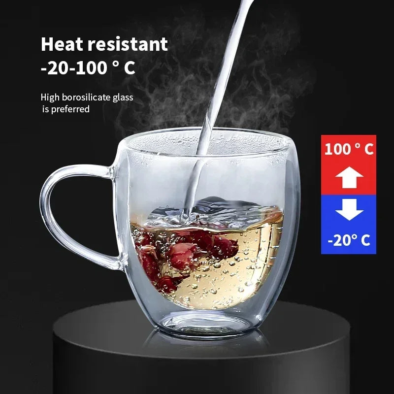 1-6 uds 80-450ML resistente al calor taza de cristal de té de doble pared cerveza café hecho a mano creativo bebida fría juego de vajilla transparente