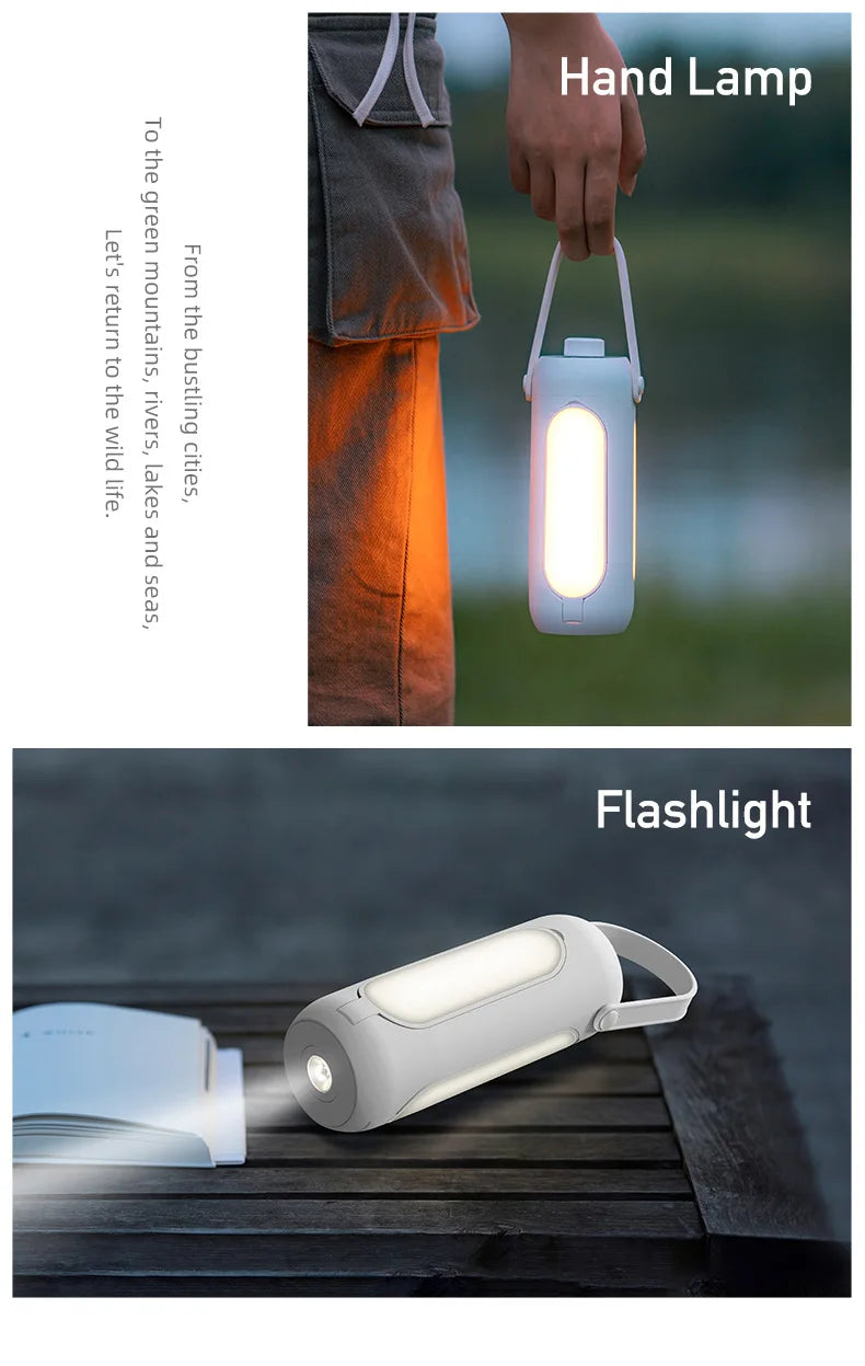 Linterna Multifuncional de Camping + Power Bank - 10000mAh Recargable USB-C, 3 Colores con Dimerización Continua, Panel Plegable & Cargador de Emergencia, para Camping/Senderismo