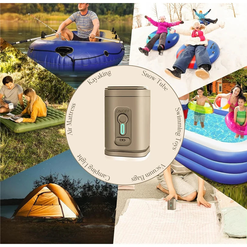 Bomba de aire compresor inalámbrico para acampar al aire libre, bolsa de almacenamiento al vacío inflable, mochila inflable