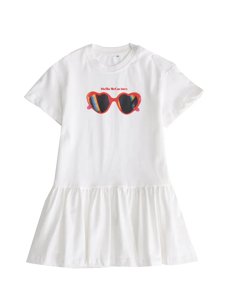 Vestido de verano para niñas, moda informal para vacaciones, falda para niños, vestido de princesa de manga corta de algodón para fiesta, comodidad suave