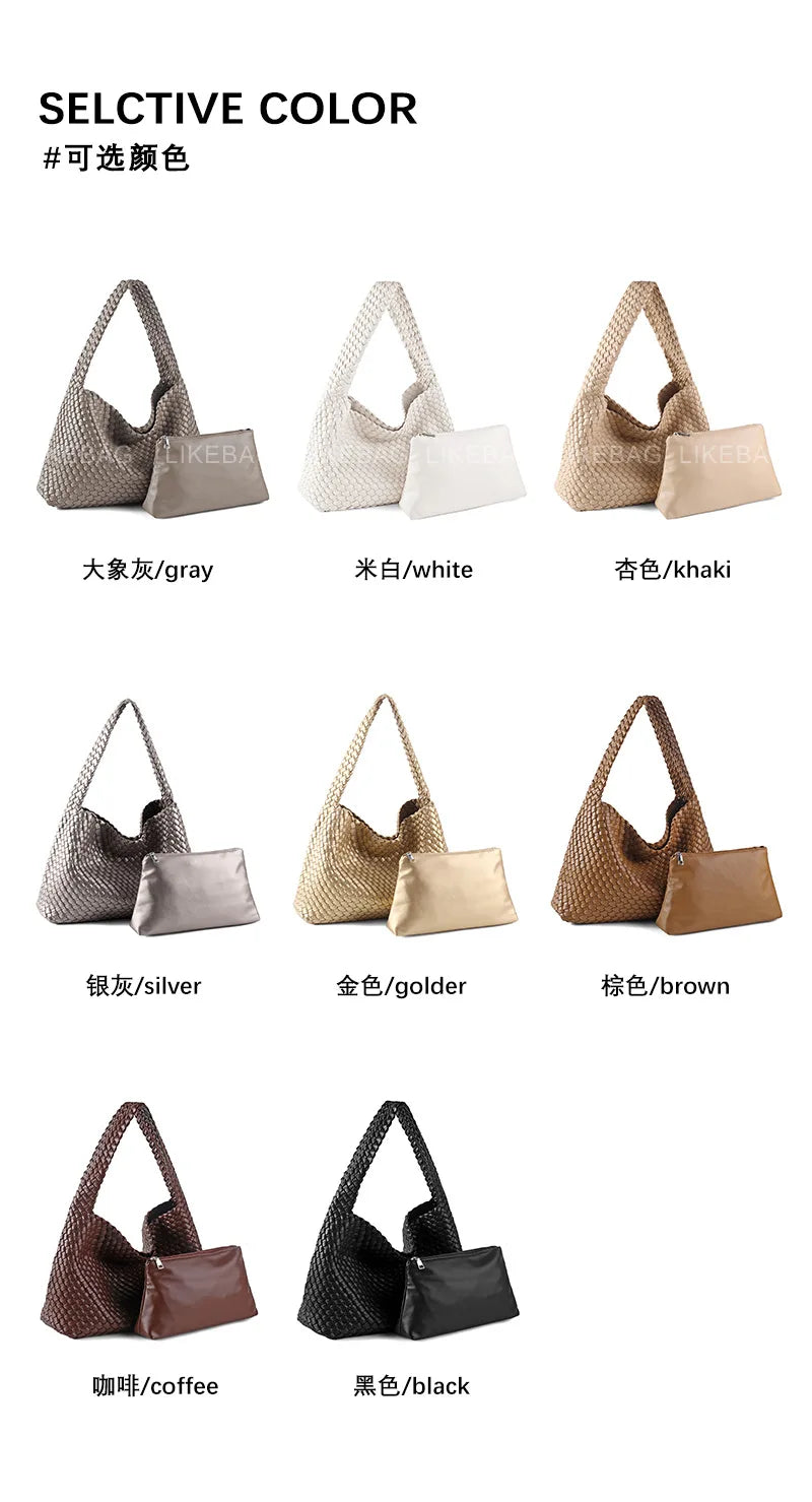 ZR DIARY-Bolso tejido de lujo para mujer, bolsa de mano de gran capacidad de cuero PU, informal, a la moda, con textura suave, BZ618