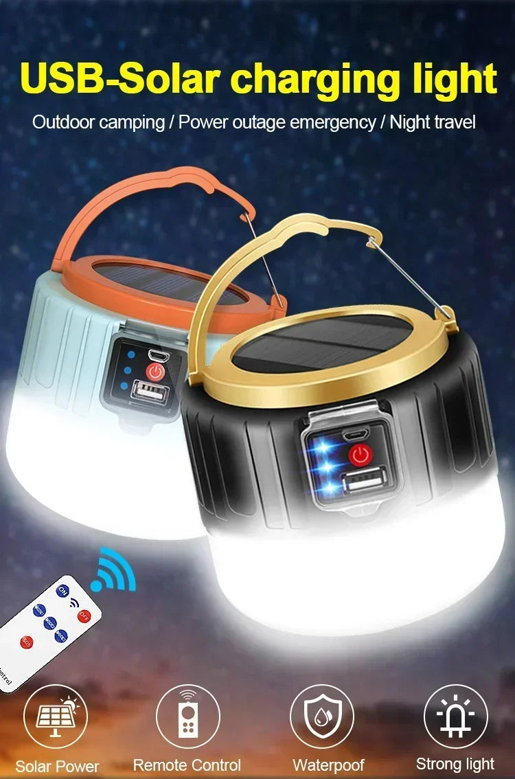 Luz portátil para acampar, Banco de energía, linternas LED para acampar con Control remoto, linterna recargable impermeable para tienda de campaña al aire libre