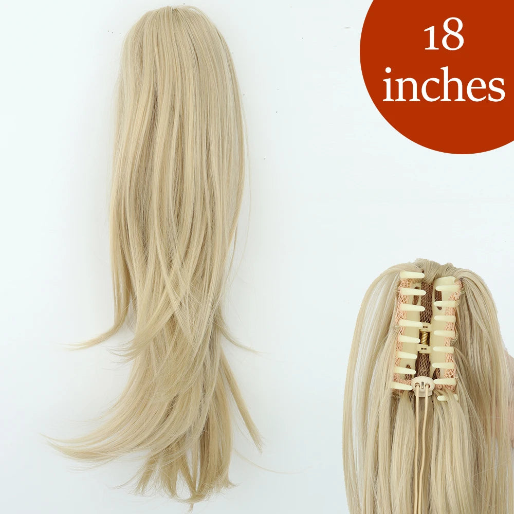 Extensiones de cabello de cola de caballo con Clip de garra larga y recta sintética, pieza de cabello de cola de caballo resistente al calor de 24 pulgadas para mujer, fiesta diaria