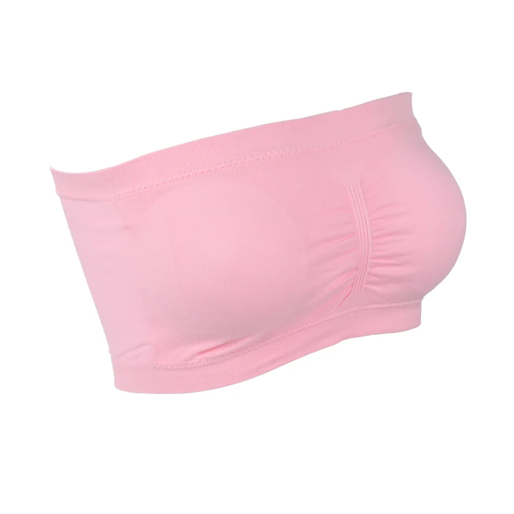 Nuevo sujetador sin tirantes para mujer con cojín para el pecho desmontable de talla grande Top elástico sin costuras para exteriores sin tirantes S-6XL