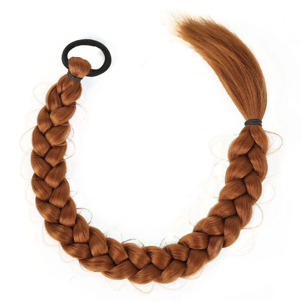 Extensiones de cabello de cola de caballo trenzadas de largo sintético de 24 pulgadas para mujer, accesorios para el cabello de fibra de alta temperatura