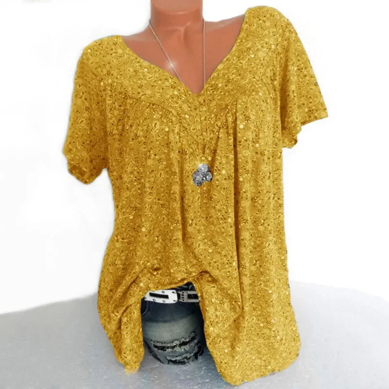 Camiseta holgada sin mangas para mujer, ropa de dormir de casa con cuello en V, Tops con estampado Floral, camisetas informales sexys a la moda para mujer