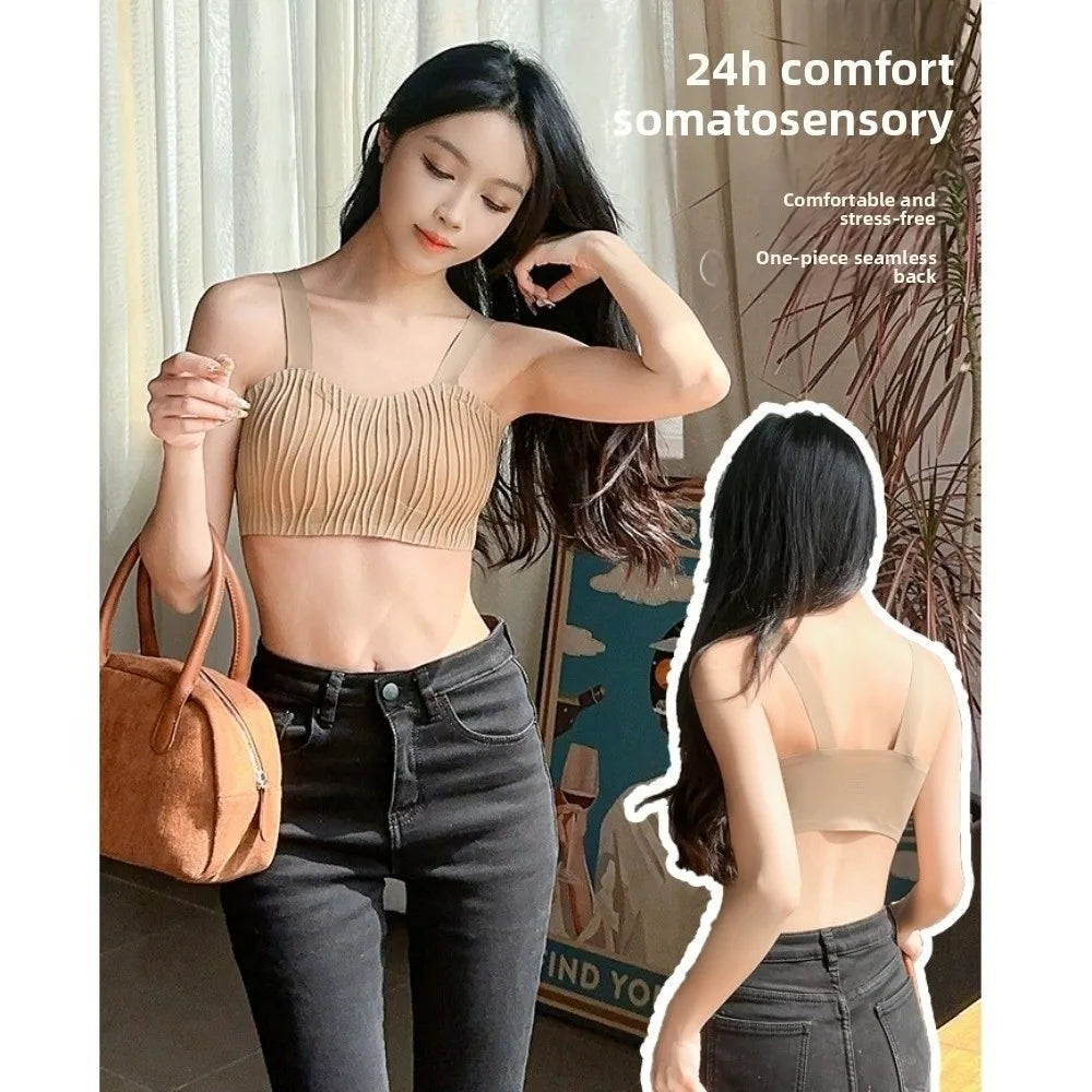 Wave Shape Wireless Deep V Bra Shockproof Anti-sagging Brassiere for Women Gathered Breasts Close-fitting Push Up Underwear