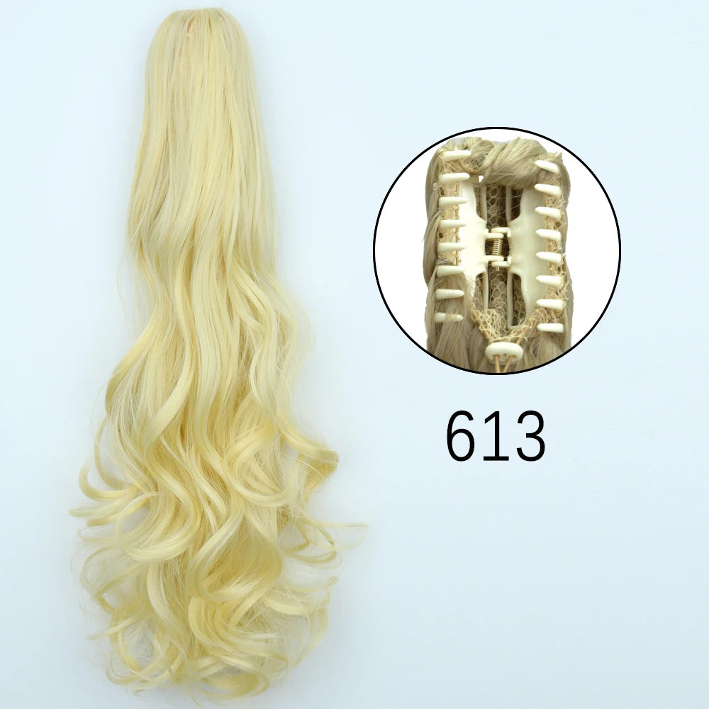 Extensiones de cabello de cola de caballo con Clip de garra larga y recta sintética, pieza de cabello de cola de caballo resistente al calor de 24 pulgadas para mujer, fiesta diaria
