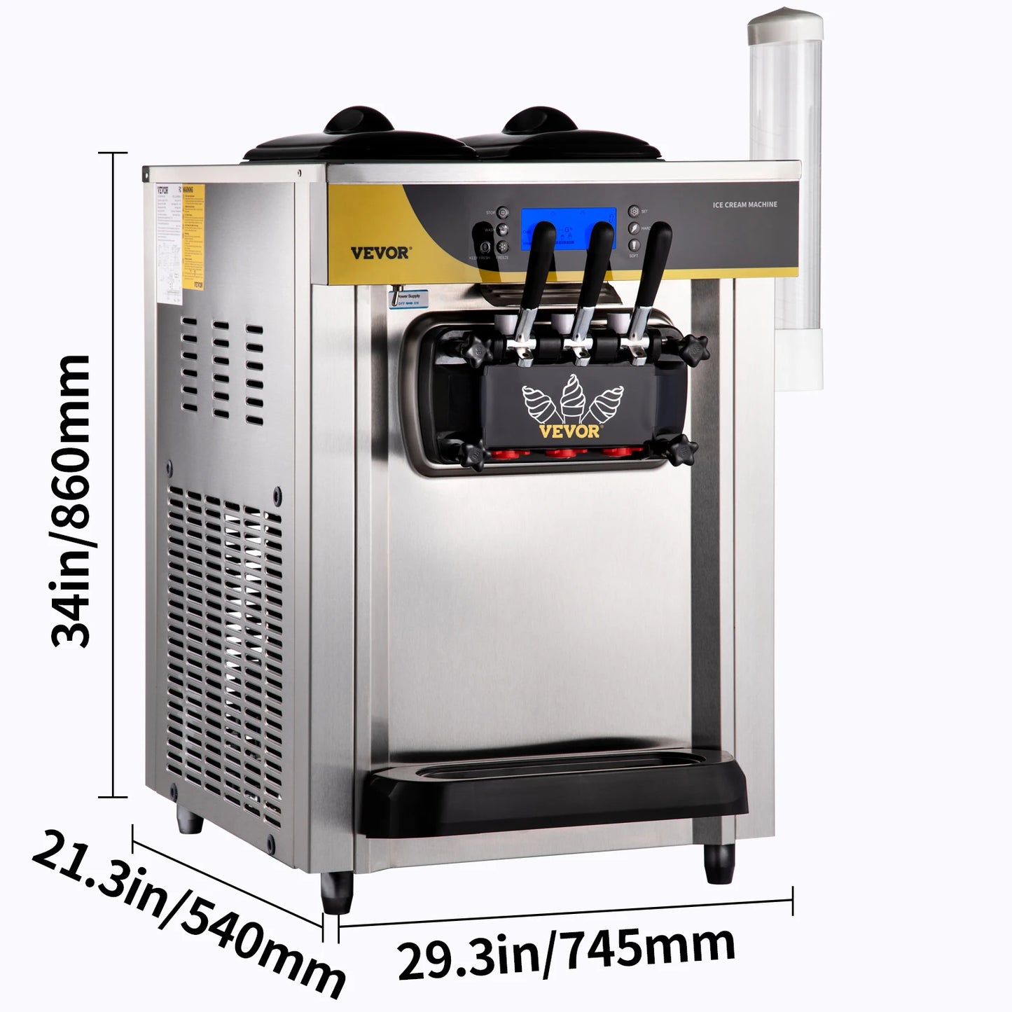 SucceBuy-máquina para hacer helados, rendimiento de 22-30L/H, 2200W, máquina de servicio suave para encimera, yogur helado para restaurante, Snack Bar