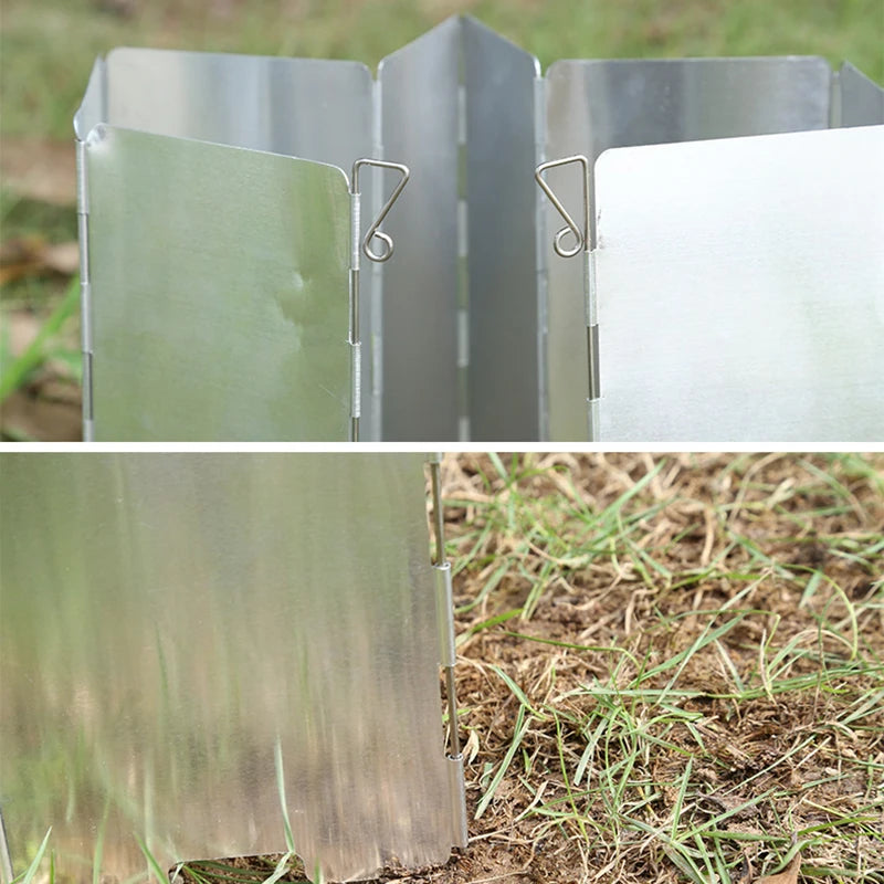 Estufa al aire libre protector contra el viento parabrisas de Camping 9 placas cocinas de Gas plegables deflectores de viento equipo de estufa herramienta de accesorios