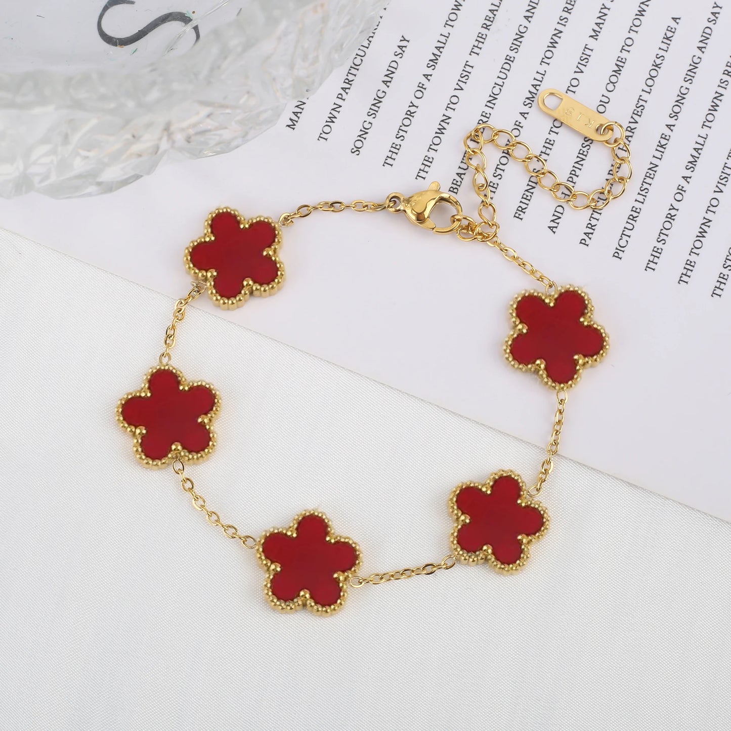 Pulsera clásica de acero inoxidable para mujer, brazalete ajustable de cinco flores, joyerÃa de fiesta a la moda, regalos de trébol