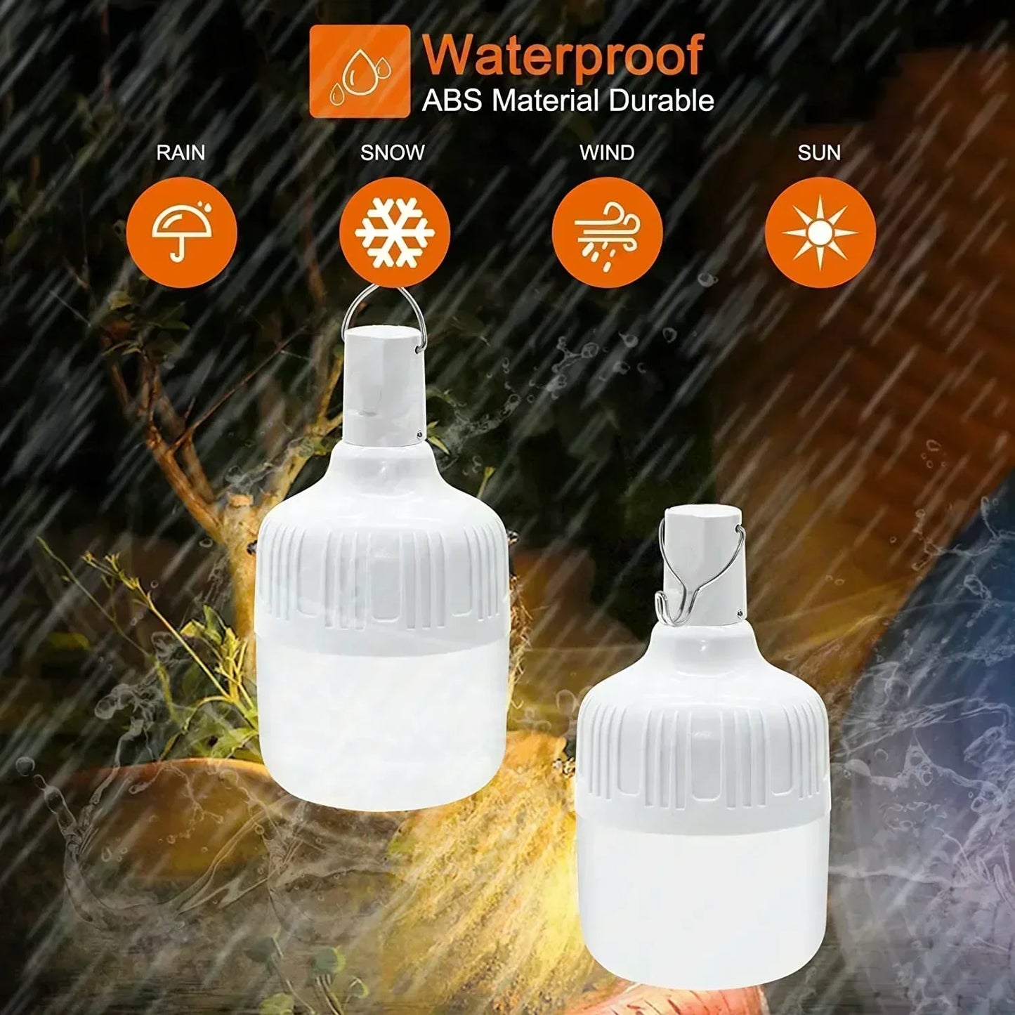 Luz de emergencia de 60W, suministros para acampar al aire libre, Edc, bombilla LED recargable por USB para exteriores, linterna para senderismo, entretenimiento deportivo
