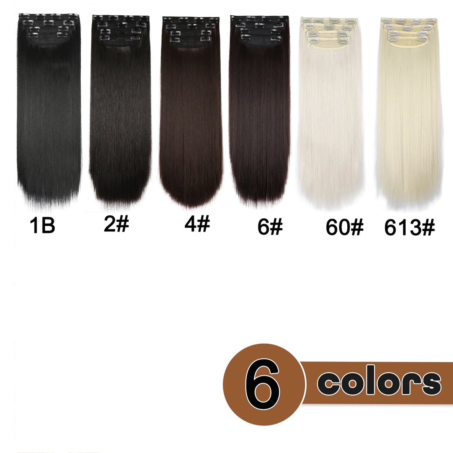 4 unids/set 20 pulgadas Clip de pelo sintético en postizos gruesos y largos ondulados para mujeres extensiones de cabello sintético de cabeza completa postizos ombré