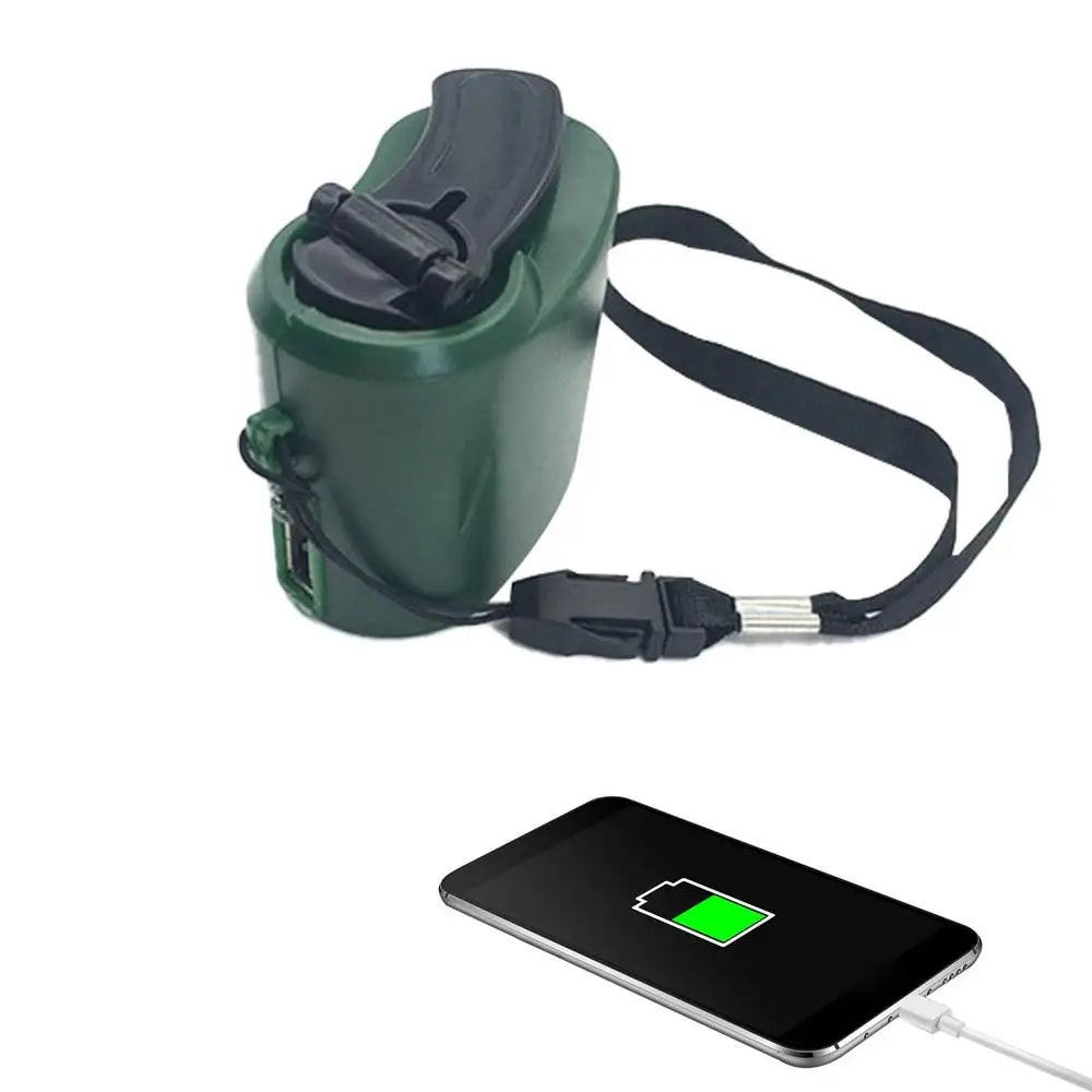 Cargador de emergencia portátil USB de 5V para teléfono móvil, manivela de potencia D ynamo para acampar al aire libre, cargador de viaje con luz Led