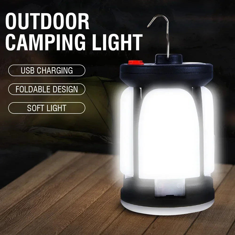 Linterna Solar LED de alta potencia para acampar, Banco de energía de emergencia plegable, recargable, 4500mAh, 1000LM, 6 modos de luz para acampar y pescar