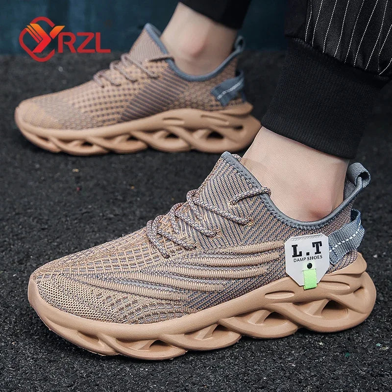 YRZL hombres deportes correr negro zapatos para correr zapatillas casuales al aire libre malla transpirable mujeres ligero absorción de impacto tenis negro