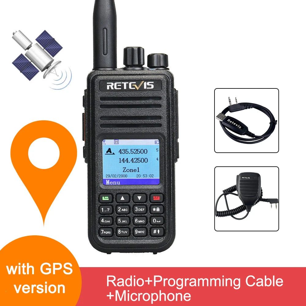 Retevis RT3S DMR walkie talkies de largo alcance radio portátil recargable radio a pilas camping walkie talkie emisora radioaficionado radio emergencia supervivencia profesionales walkie-talkies Cifrado AES256 GPS APRS