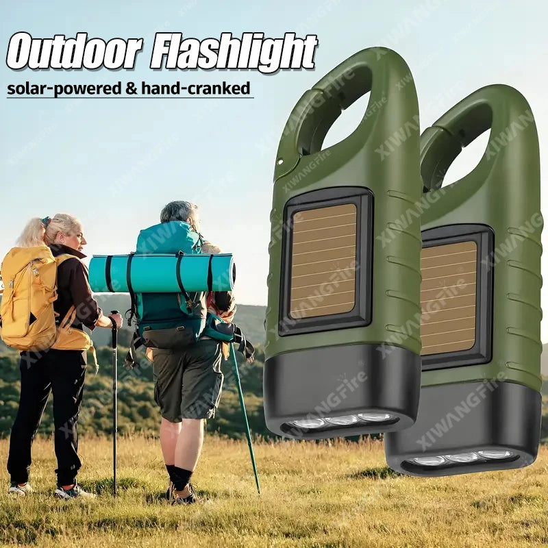 Linterna LED con manivela, equipo de supervivencia con energía Solar, antorcha autoalimentada, linternas de emergencia para senderismo, Camping, correr