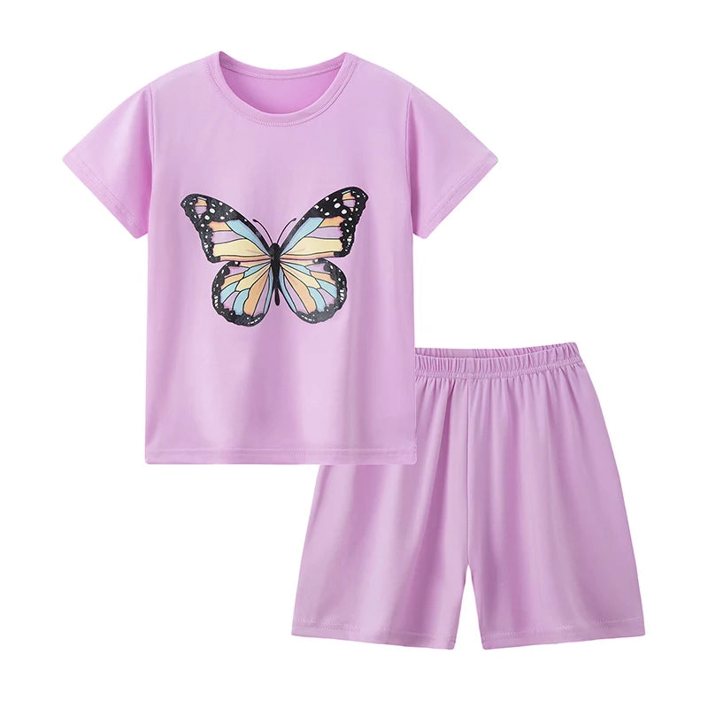 Conjunto de pantalones cortos de manga corta para niños, cómodo y versátil, informal, para el hogar y al aire libre, 2 piezas, verano