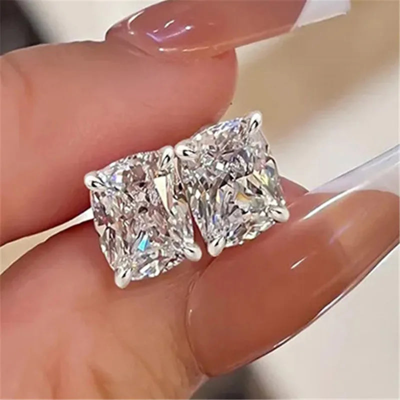 Pendientes de circonita cúbica de cristal de Plata de Ley 925 para mujer, accesorios simples y elegantes, pendientes versátiles de moda, joyería